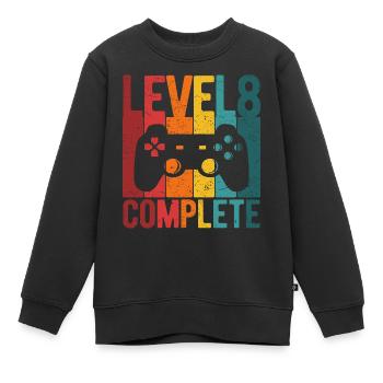 8th Birthday Level 8 Complete Birthday Gift - Kids Premium Organic Sweatshirt - black - Front - AI Model Kid Female (0cm)