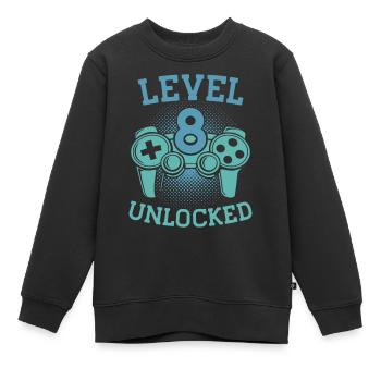 8 Geburtstag Level 8 Unlocked 8 Jahre Geschenkidee - Kinder Premium Organic Sweatshirt - Schwarz - Vorne - AI Model Kid Female (0cm)