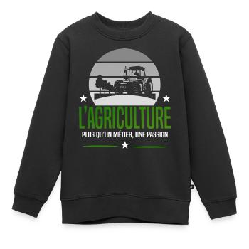 Agriculture - Sweat Premium enfant bio - noir - Devant - AI Model Kid Female (0cm)