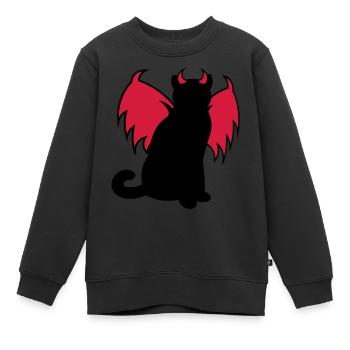 Devil Cat / Teufelskatze / chat diable / idée cadeau - Sweat Premium enfant bio - noir - Devant - AI Model Kid Female (0cm)