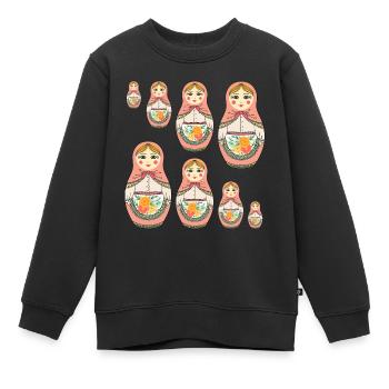 Poupée Matrouchka Russie Babouchka - Sweat Premium enfant bio - noir - Devant - AI Model Kid Female (0cm)