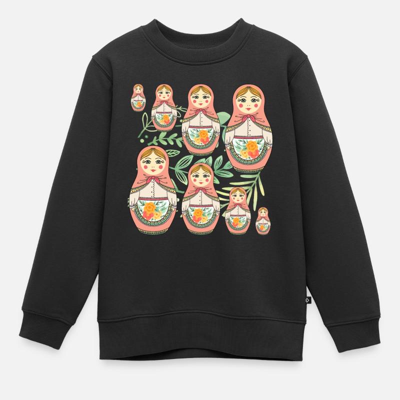 Poupée Matriochka Russie Babushka - Sweat Premium enfant bio - noir