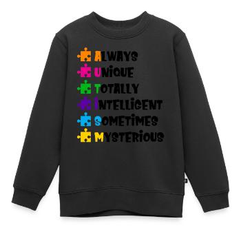 Sensibilisation à l'autisme - Sweat Premium enfant bio - noir - Devant - AI Model Kid Female (0cm)