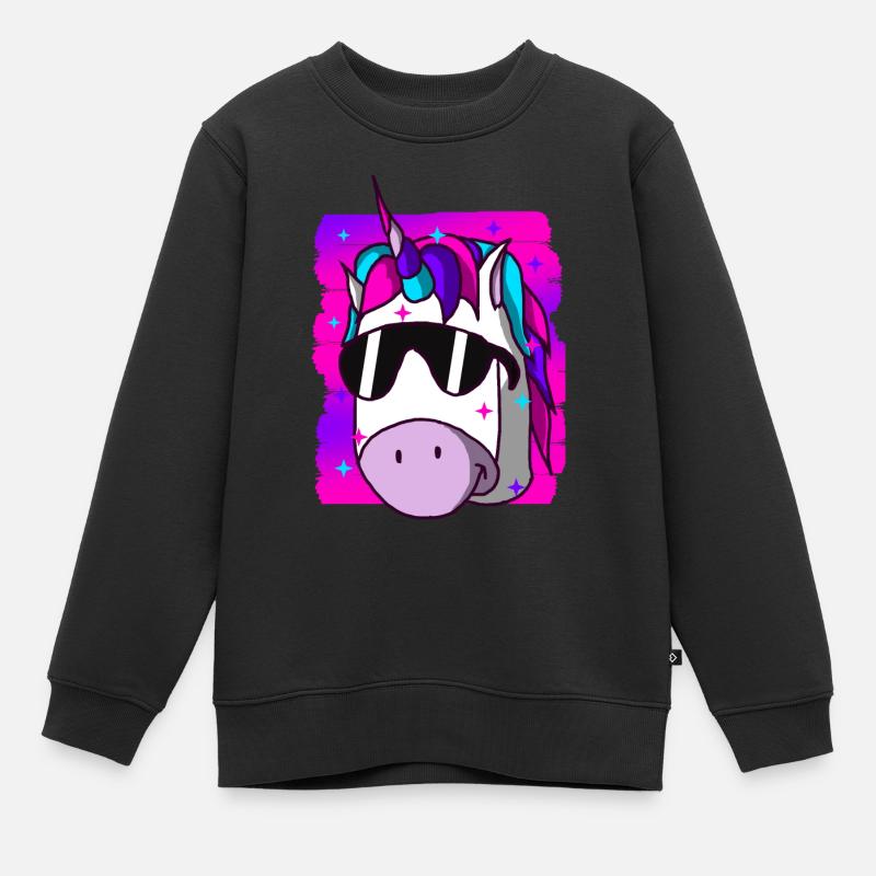 Licorne - Sweat Premium enfant bio - noir