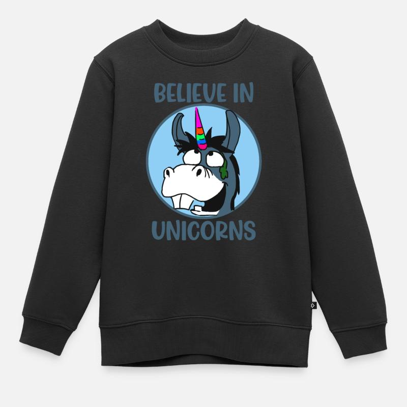 Croire Licorne - Sweat Premium enfant bio - noir