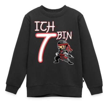 Ich bin 7 Ninja Geburtstag 7.Geburtstag - Kinder Premium Organic Sweatshirt - Schwarz - Vorne - AI Model Kid Female (0cm)