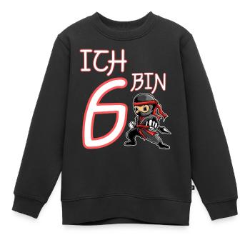 Ich bin 6 Ninja Geburtstag 6.Geburtstag - Kinder Premium Organic Sweatshirt - Schwarz - Vorne - AI Model Kid Female (0cm)