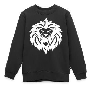 lion - Sweat Premium enfant bio - noir - Devant - AI Model Kid Female (0cm)