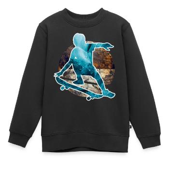 Skateboard Jeune - Sweat Premium enfant bio - noir - Devant - AI Model Kid Female (0cm)