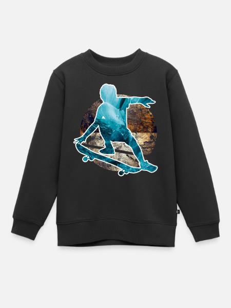 Junges Skateboard - Kinder Premium Organic Sweatshirt - Schwarz