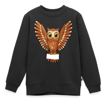 Eule Kinder Baby personalisierbar - Kinder Premium Organic Sweatshirt - Schwarz - Vorne - AI Model Kid Female (0cm)