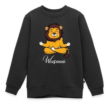 Auszeit Durchatmen Wusaaa Löwe - Kinder Premium Organic Sweatshirt - Schwarz - Vorne - AI Model Kid Female (0cm)