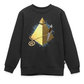 Gold illuminati - Kinder Premium Organic Sweatshirt - Schwarz - Vorne - AI Model Kid Female (0cm)
