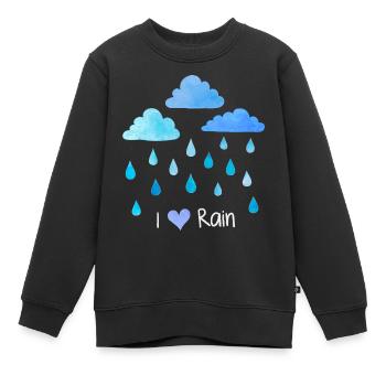 J’aime la pluie, les gouttes de pluie, les nuages météorologiques, l’humidité - Sweat Premium enfant bio - noir - Devant - AI Model Kid Female (0cm)