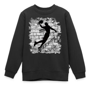 Basket-ball - Sweat Premium enfant bio - noir - Devant - AI Model Kid Female (0cm)