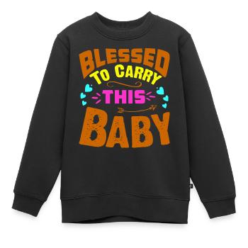 Mère Enceinte Bébé Nourrisson T-shirt Maman - Sweat Premium enfant bio - noir - Devant - AI Model Kid Female (0cm)