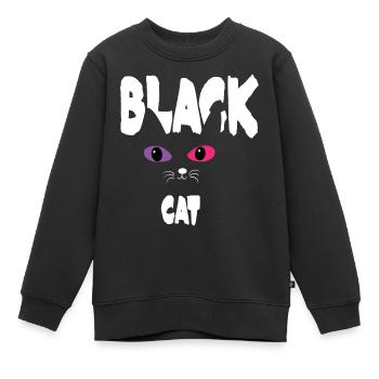 Schwarz Weiße Katze - Kinder Premium Organic Sweatshirt - Schwarz - Vorne - AI Model Kid Female (0cm)