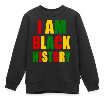 I am black history - Sweat Premium enfant bio - noir - Devant - AI Model Kid Female (0cm)