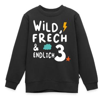 Kinder Wild, Frech & endlich 3, Kindergeburtstag - Kinder Premium Organic Sweatshirt - Schwarz - Vorne - AI Model Kid Female (0cm)
