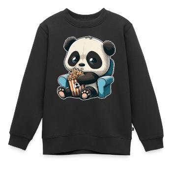 Série Junkie Series Marathon Panda Popcorn Canapé - Sweat Premium enfant bio - noir - Devant - AI Model Kid Female (0cm)