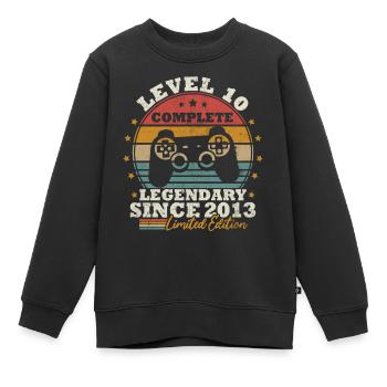 Level 10 freigeschaltet - Kinder Premium Organic Sweatshirt - Schwarz - Vorne - AI Model Kid Female (0cm)