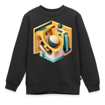 3D - Kinder Premium Organic Sweatshirt - Schwarz - Vorne - AI Model Kid Female (0cm)