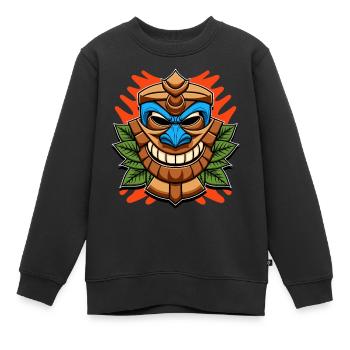 Tiki Statue - Sweat Premium enfant bio - noir - Devant - AI Model Kid Female (0cm)