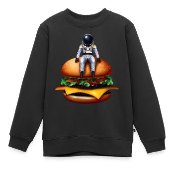 Astronaute spatial Cheeseburger - Sweat Premium enfant bio - noir - Devant - AI Model Kid Female (0cm)