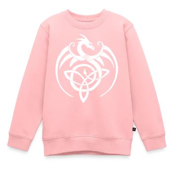Dragon blanc et symbole celte - Sweat Premium enfant bio - rose - Devant - AI Model Kid Female (0cm)