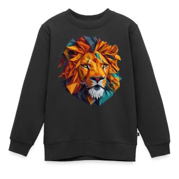 Tête de lion - Sweat Premium enfant bio - noir - Devant - AI Model Kid Female (0cm)