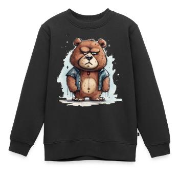 Teddy grincheux - Sweat Premium enfant bio - noir - Devant - AI Model Kid Female (0cm)