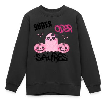süßes oder saures Halloween Design - süßer Geist - Kinder Premium Organic Sweatshirt - Schwarz - Vorne - AI Model Kid Female (0cm)