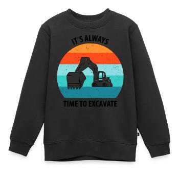 Excavatrice Conducteur d’excavatrice Camion d’excavatrice - Sweat Premium enfant bio - noir - Devant - AI Model Kid Female (0cm)