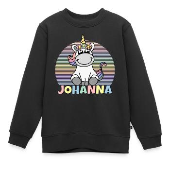 Johanna Nom de la licorne - Sweat Premium enfant bio - noir - Devant - AI Model Kid Female (0cm)
