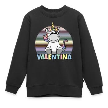 Valentina Einhorn Name - Kinder Premium Organic Sweatshirt - Schwarz - Vorne - AI Model Kid Female (0cm)