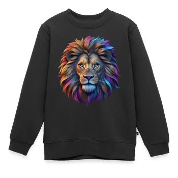 Tête de lion - Sweat Premium enfant bio - noir - Devant - AI Model Kid Female (0cm)