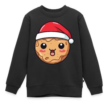 Keks Weihnachten Comic - Kinder Premium Organic Sweatshirt - Schwarz - Vorne - AI Model Kid Female (0cm)