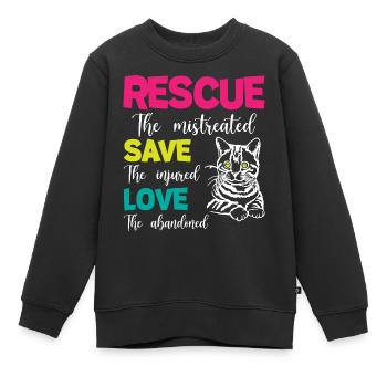 Sauver sauver les chats d’amour - Sweat Premium enfant bio - noir - Devant - AI Model Kid Female (0cm)
