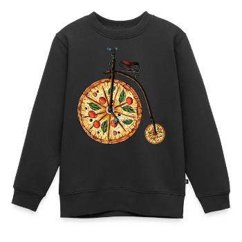 Pizza Pun avec Penny Farthing vélo Art vélo jeu de mots - Sweat Premium enfant bio - noir - Devant - AI Model Kid Female (0cm)