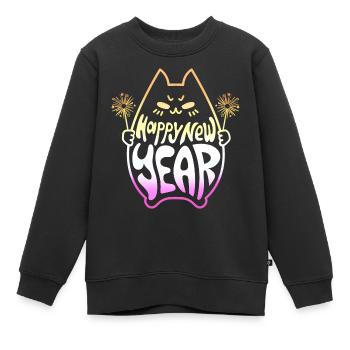 Bonne Année Chat #3 Frohes Neues Jahr Katze - Sweat Premium enfant bio - noir - Devant - AI Model Kid Female (0cm)