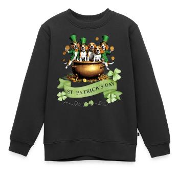Fête de la Saint-Patrick Beagle I Célébration irlandaise - Sweat Premium enfant bio - noir - Devant - AI Model Kid Female (0cm)
