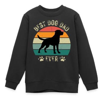 Chien Chien Papa Labrador Fête des Pères Anniversaire Rétro - Sweat Premium enfant bio - noir - Devant - AI Model Kid Female (0cm)