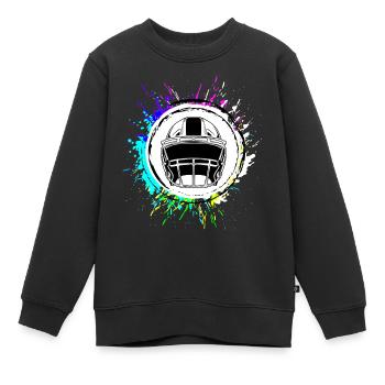 Football Helm - Kinder Premium Organic Sweatshirt - Schwarz - Vorne - AI Model Kid Female (0cm)