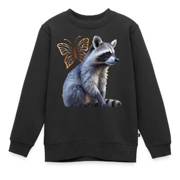 Waschbär - Kinder Premium Organic Sweatshirt - Schwarz - Vorne - AI Model Kid Female (0cm)