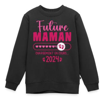 Werdende Mutter 2024 Fortlaufend Schwangere Mutter - Kinder Premium Organic Sweatshirt - Schwarz - Vorne - AI Model Kid Female (0cm)