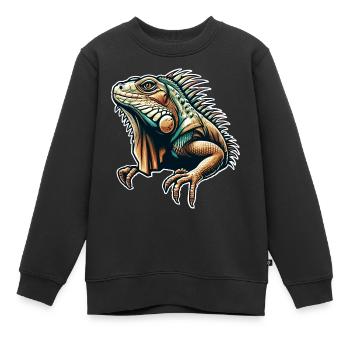 Iguane - Sweat Premium enfant bio - noir - Devant - AI Model Kid Female (0cm)