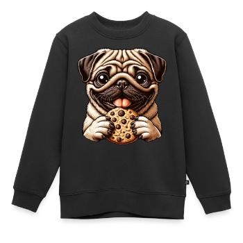 Lustiger Mops Hund, Kekse, Nachtisch, Dessert - Kinder Premium Organic Sweatshirt - Schwarz - Vorne - AI Model Kid Female (0cm)