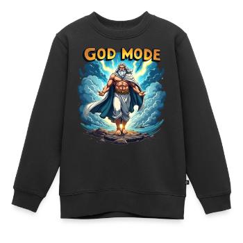 God Mode - Zeus in den Wolken - Kinder Premium Organic Sweatshirt - Schwarz - Vorne - AI Model Kid Female (0cm)