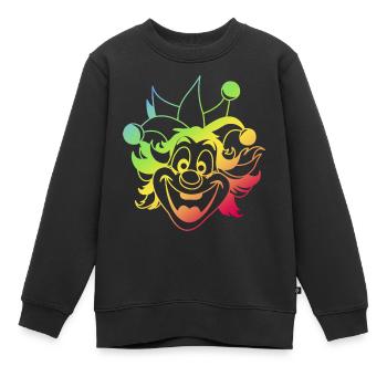 Rainbow Jester Smile Clown Kasper Fasching - Kinder Premium Organic Sweatshirt - Schwarz - Vorne - AI Model Kid Female (0cm)