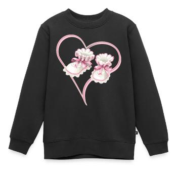 Coeur de bébé avec chaussures de bébé rose pour filles - Sweat Premium enfant bio - noir - Devant - AI Model Kid Female (0cm)